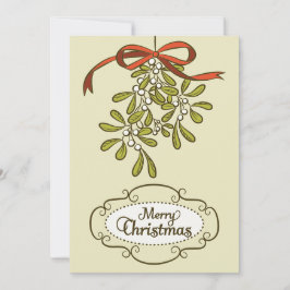 Feliz Navidad Mistletoe Calligraphy Vintage