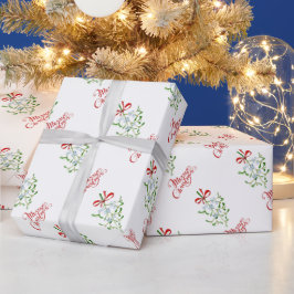 Feliz Navidad Mistletoe Regalo Papel de envolver