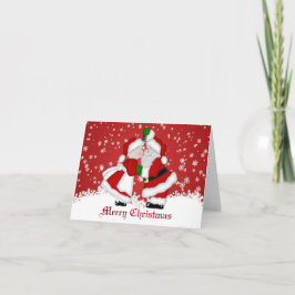 Feliz Navidad Mistletoe Santa Card