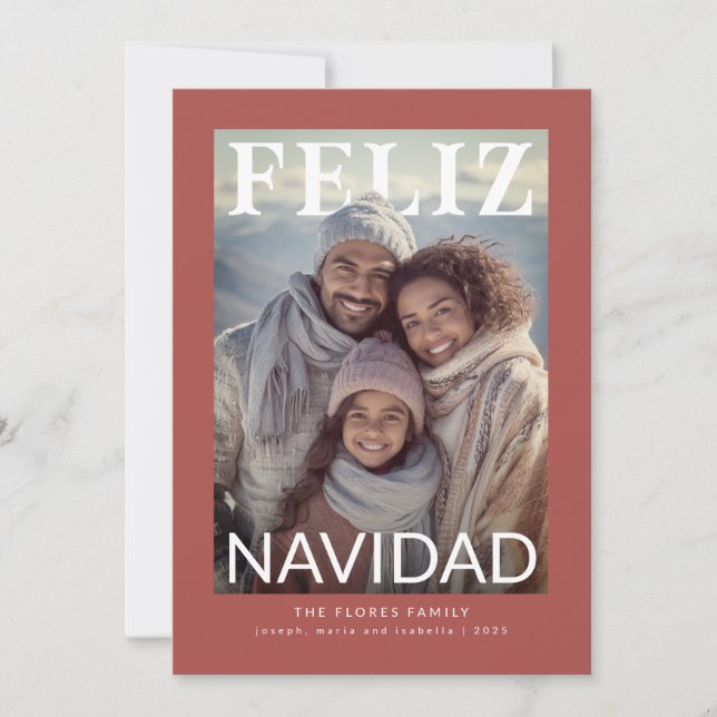 Feliz Navidad Modern Snowflake Photo (Anverso)