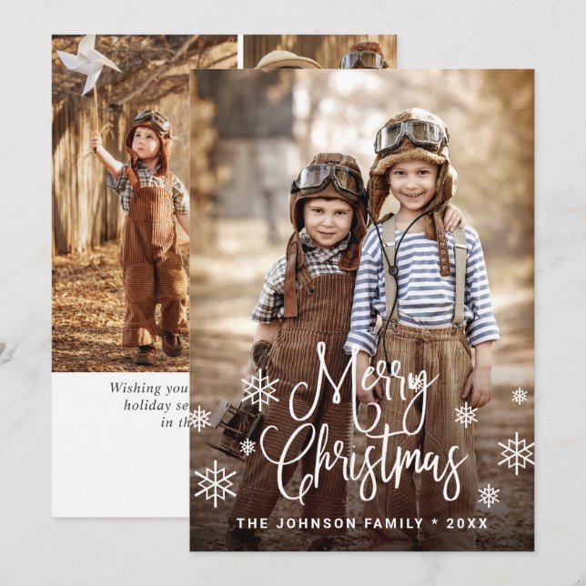 Feliz Navidad Moderna 4 Saludo FOTOGRÁFICO (Anverso / Reverso)