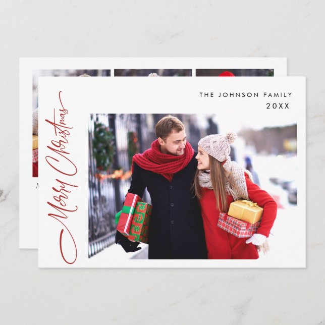 Feliz Navidad Moderna 4 Saludo FOTOGRÁFICO (Anverso / Reverso)