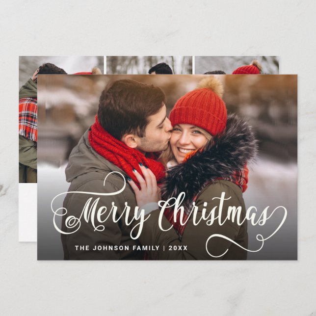 Feliz Navidad Moderna 4 Saludo FOTOGRÁFICO (Anverso / Reverso)