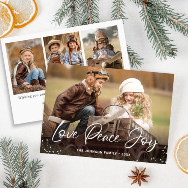 Feliz Navidad Moderna 4 Saludo FOTOGRÁFICO (Customizable Christmas holiday greeting photo card.)