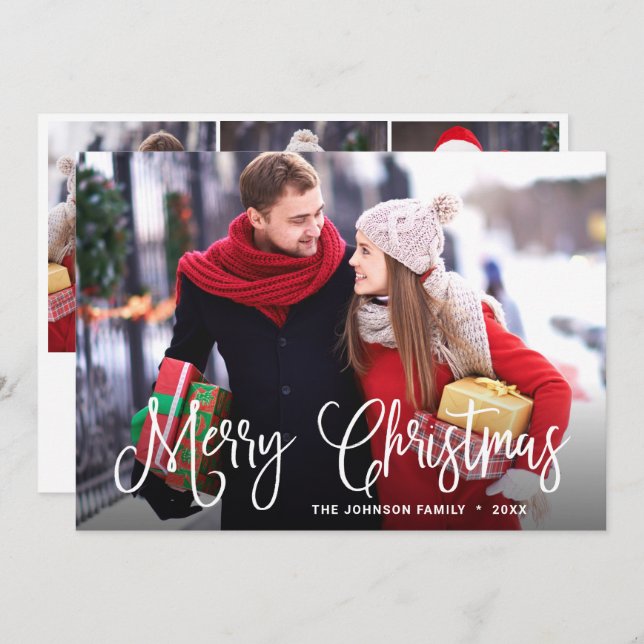 Feliz Navidad Moderna 4 Saludo FOTOGRÁFICO (Anverso / Reverso)