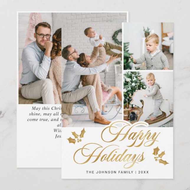 Feliz Navidad Moderna 4 Saludo FOTOGRÁFICO (Anverso / Reverso)