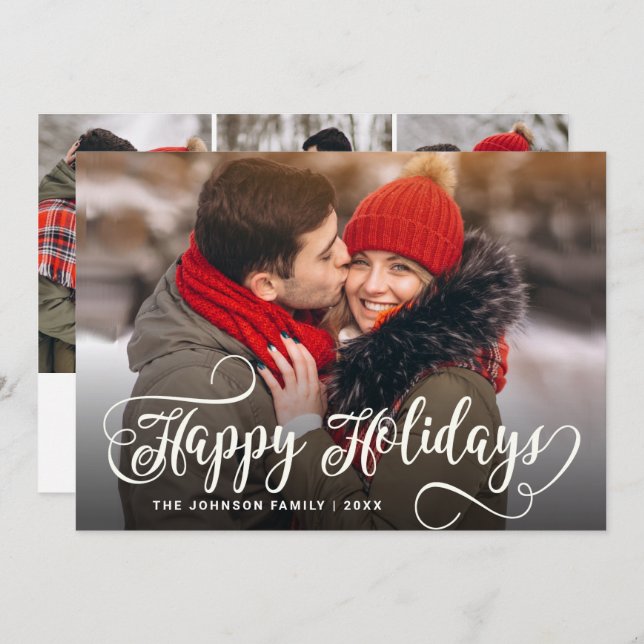 Feliz Navidad Moderna 4 Saludo FOTOGRÁFICO (Anverso / Reverso)