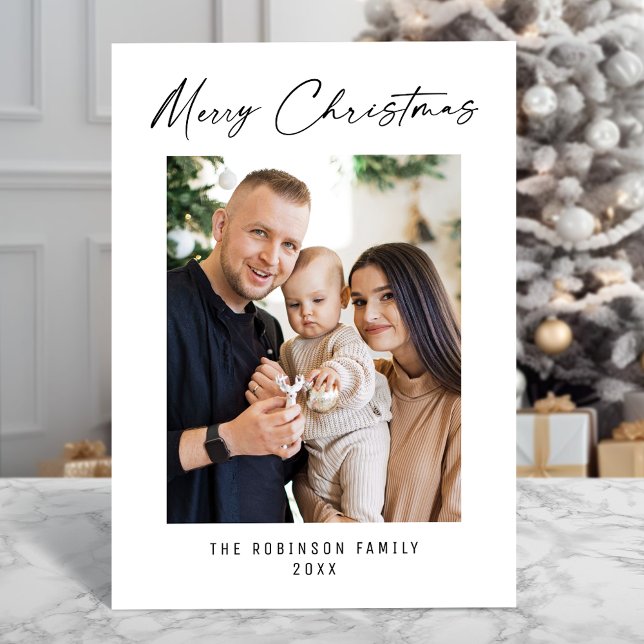 Feliz Navidad Moderna Elegante Foto Elegante (Available in high quality print or digital download for quick text messaging, email or self print.)