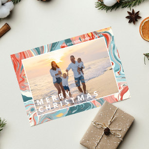 Feliz Navidad Moderna Festividad de Marble Líquido