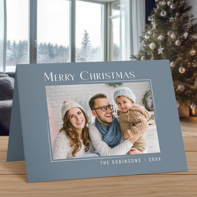 Feliz Navidad Moderna foto familiar elegante simpl (Available in high quality print or digital download for quick text messaging, email or self print.)