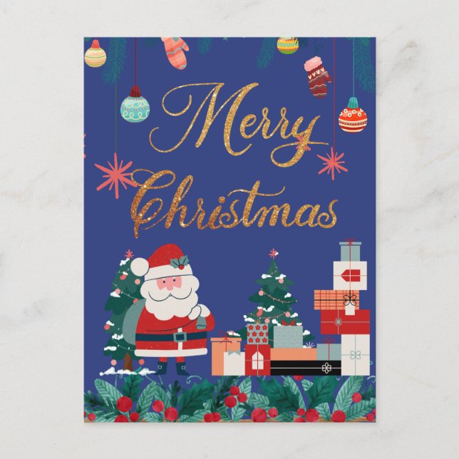Feliz Navidad moderna - santa claus y regalo (Anverso)