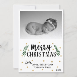 Feliz Navidad moderna | Tarjeta fotográfica Gold S