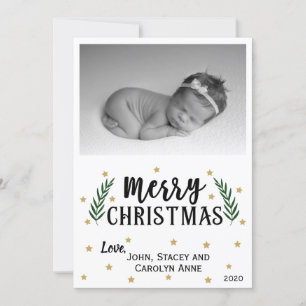 Feliz Navidad moderna   Tarjeta fotográfica Gold S
