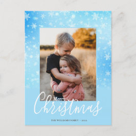 Feliz Navidad Moderna y nevada foto azul de invier