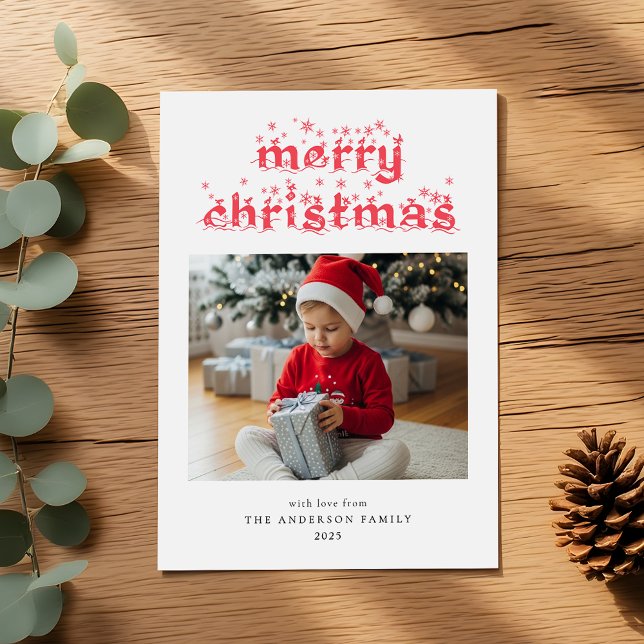 Feliz Navidad Moderna y Snowy Script Photo (Subido por el creador)