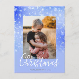 Feliz Navidad Moderna y Snowy Winter Purple Photo