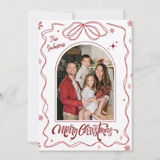 Feliz Navidad moderno 1 familia arco foto rojo