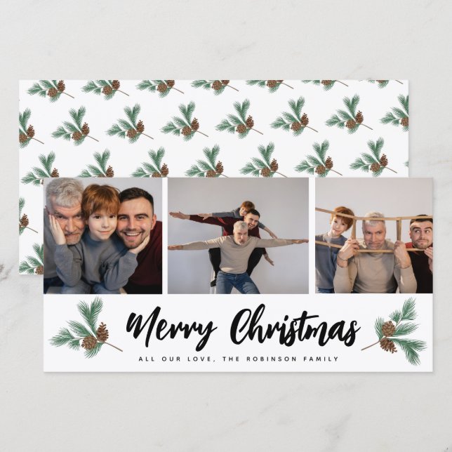 Feliz Navidad Moderno 3 Collage de fotos (Anverso / Reverso)