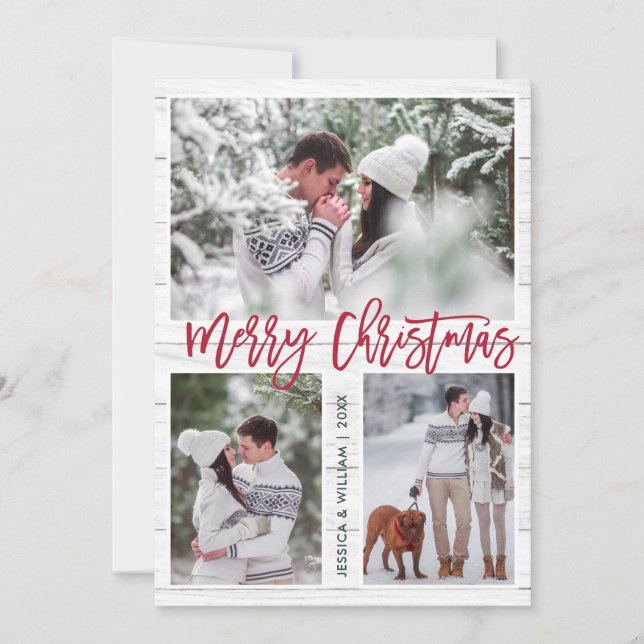 Feliz Navidad Moderno 3 Fotos Saludo (Anverso)