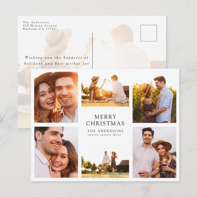 Feliz Navidad Moderno 6 Collage de fotos (Anverso / Reverso)
