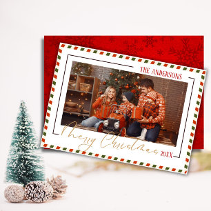 Feliz Navidad moderno chic 1 foto de familia roja