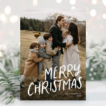 Feliz Navidad Moderno Lettering Simple One Photo<br><div class="desc">Merry Christmas Modern Lettering Simple One Photo Holiday Card incluye una foto completa,  con texto en blanco en forma de letras divertidas.</div>