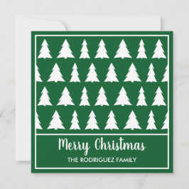 Feliz Navidad Moderno Patrón de Árbol Blanco Verde