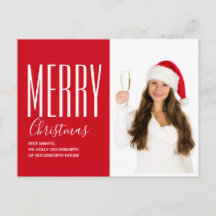 Feliz Navidad Moderno Rojo Foto Personalizada