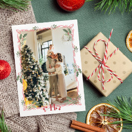 Feliz Navidad Monograma Holly Berry Foto