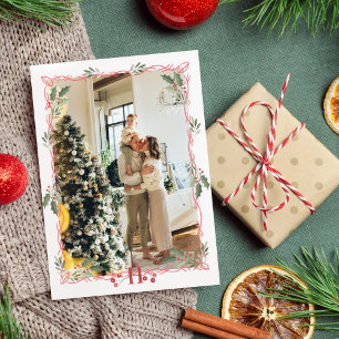 Feliz Navidad Monograma Holly Berry Foto