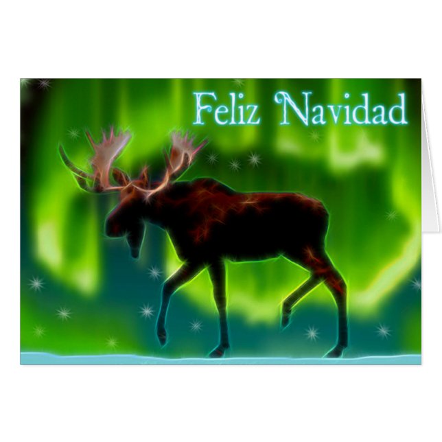 Feliz Navidad - Moose de las luces del norte (Anverso (Horizontal))