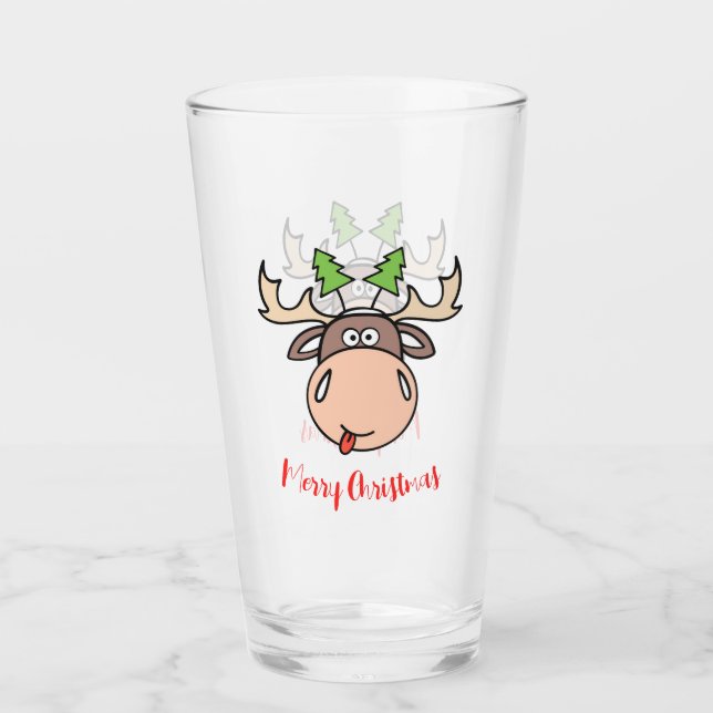 Feliz Navidad Moose Glass (Anverso)