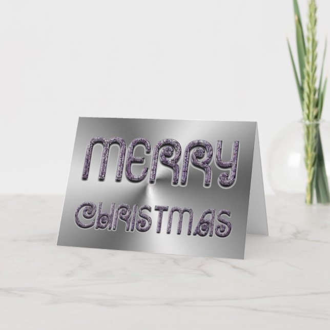 Feliz Navidad Morado Plata Gris Elegante (Anverso)