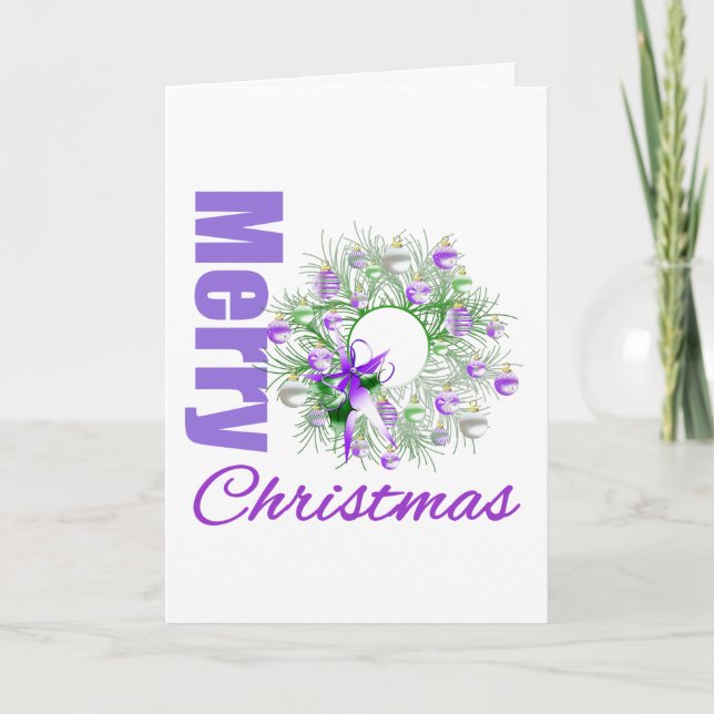 Feliz Navidad Morado Tema Jardín Wreath (Anverso)