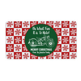 Feliz Navidad Motocicleta Etiqueta Regalo Snowflak