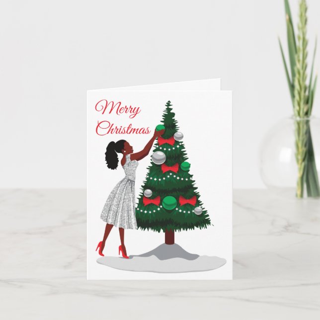Feliz Navidad, mujer afroamericana negra (Anverso)