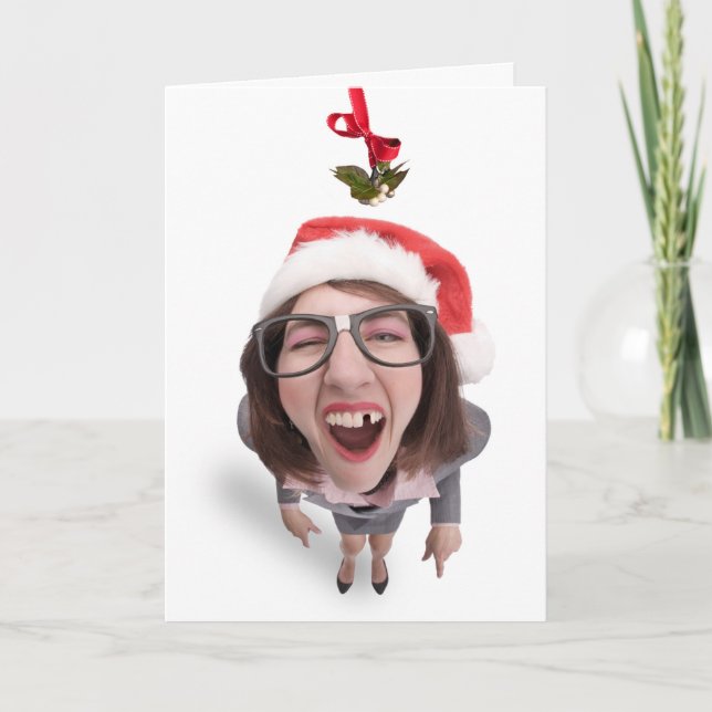 Feliz Navidad Mujer Diente Faltante Muérdago (Anverso)