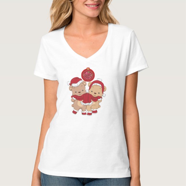 Feliz Navidad Mujeres con camiseta de cuello V (Anverso)