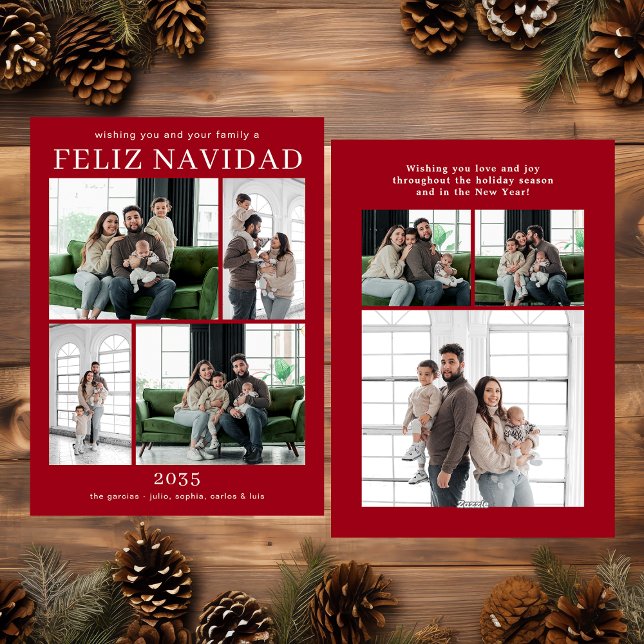 Feliz Navidad Multi Photo Holiday Card (Subido por el creador)