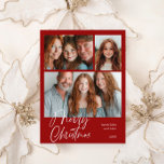 Feliz Navidad Multi tres fotos Diseño Rojo<br><div class="desc">Feliz Navidad diseño multifoto con tres fotos de color rojo</div>