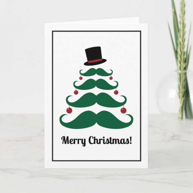 Feliz Navidad Mustache Tree Holiday Card (Anverso)