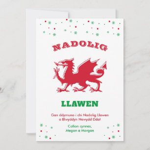 Feliz Navidad Nadolig Llawen Dragón Rojo Galés