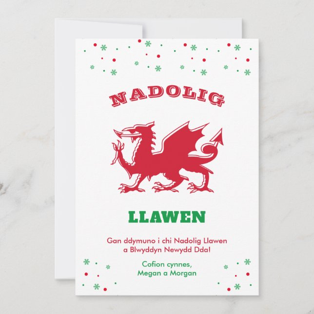Feliz Navidad Nadolig Llawen Dragón Rojo Galés (Anverso)