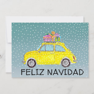 Feliz Navidad Navidades españoles Fiat amarillo 50