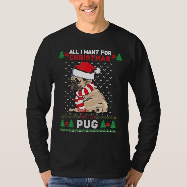 Feliz Navidad Navidades feos suéter Santa Pug (Anverso)