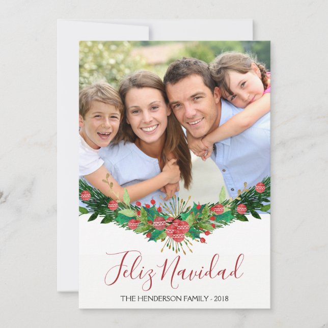 Feliz Navidad Navidades Garland Script - Tarjeta f (Anverso)
