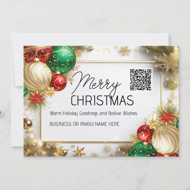 Feliz Navidad negocio QR de lujo en oro blanco (Anverso)