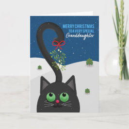 Feliz Navidad Nieta Gato con Mistletoe