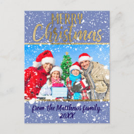 Feliz Navidad Nieve Caída Dorada Familia de textos