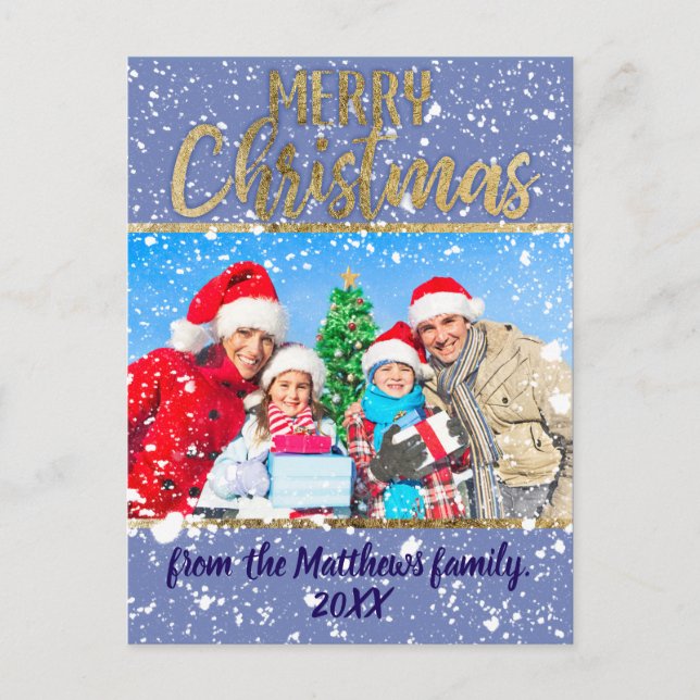 Feliz Navidad Nieve Caída Dorada Familia de textos (Anverso)